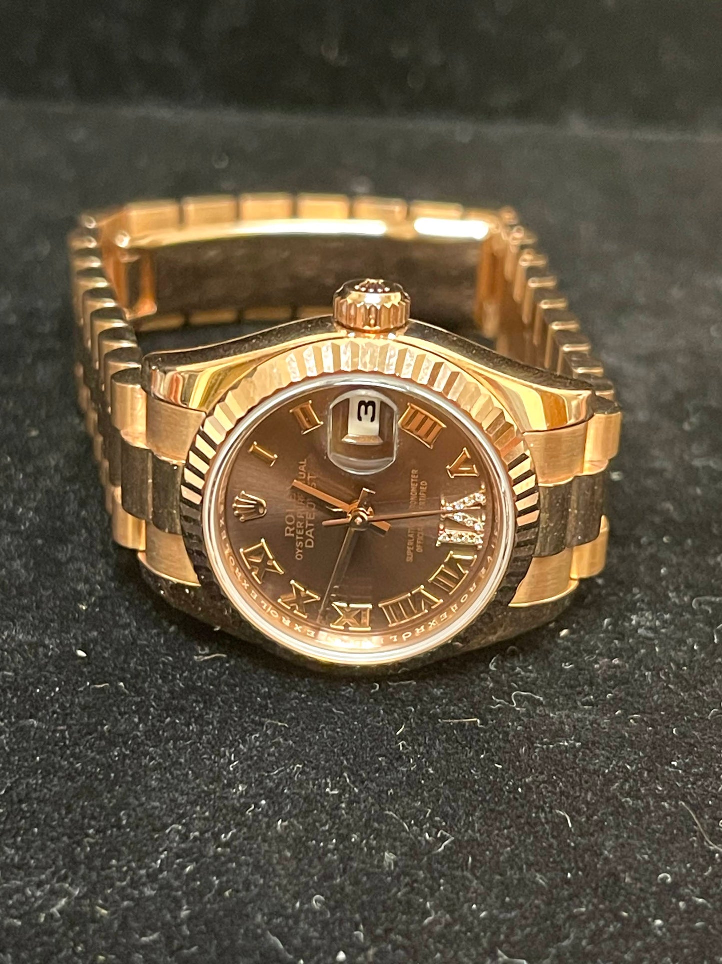 2021 Rolex Datejust 179175 Chocolate Roman Diamond RG President W/ Papers 26mm