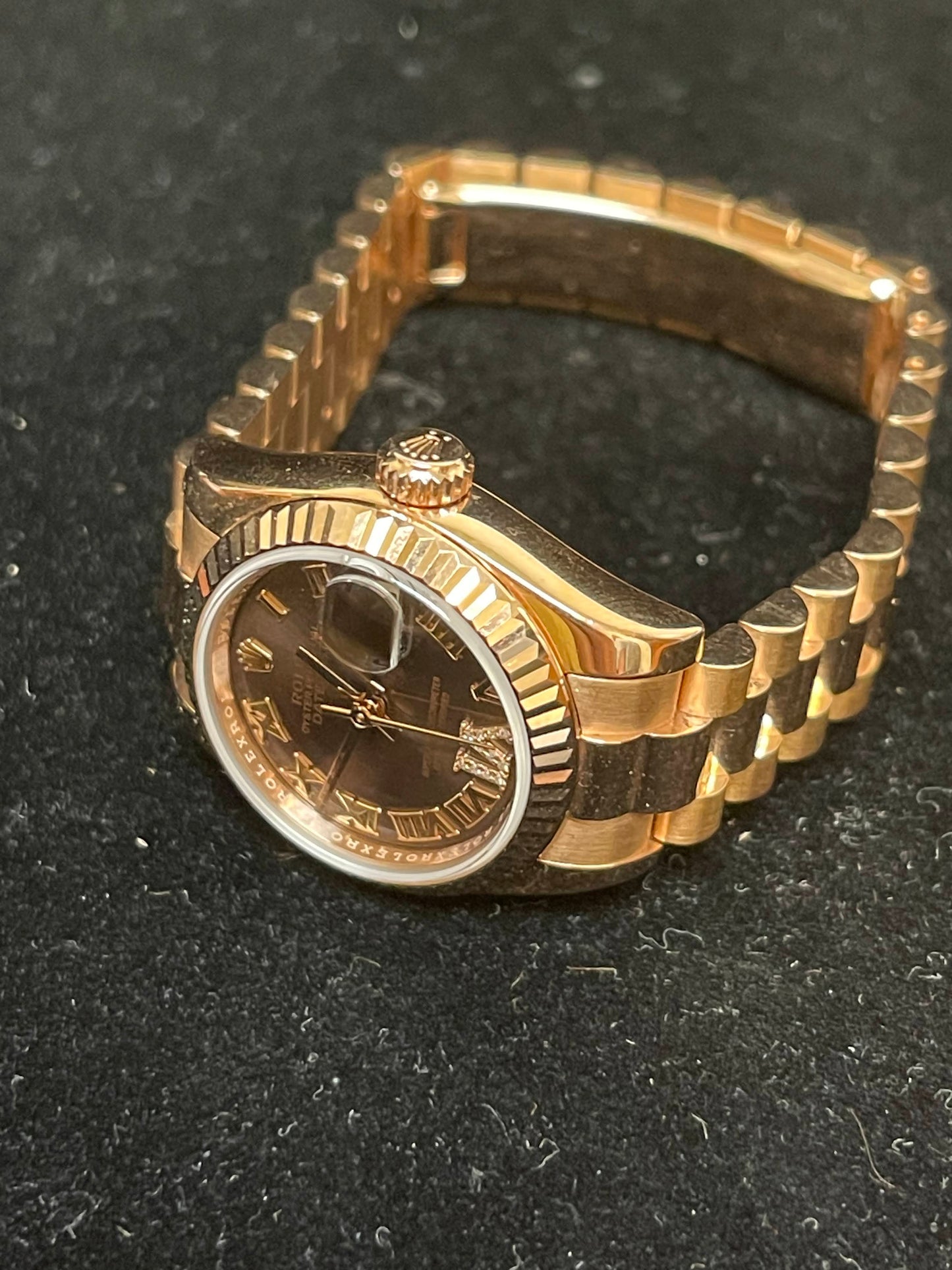 2021 Rolex Datejust 179175 Chocolate Roman Diamond RG President W/ Papers 26mm