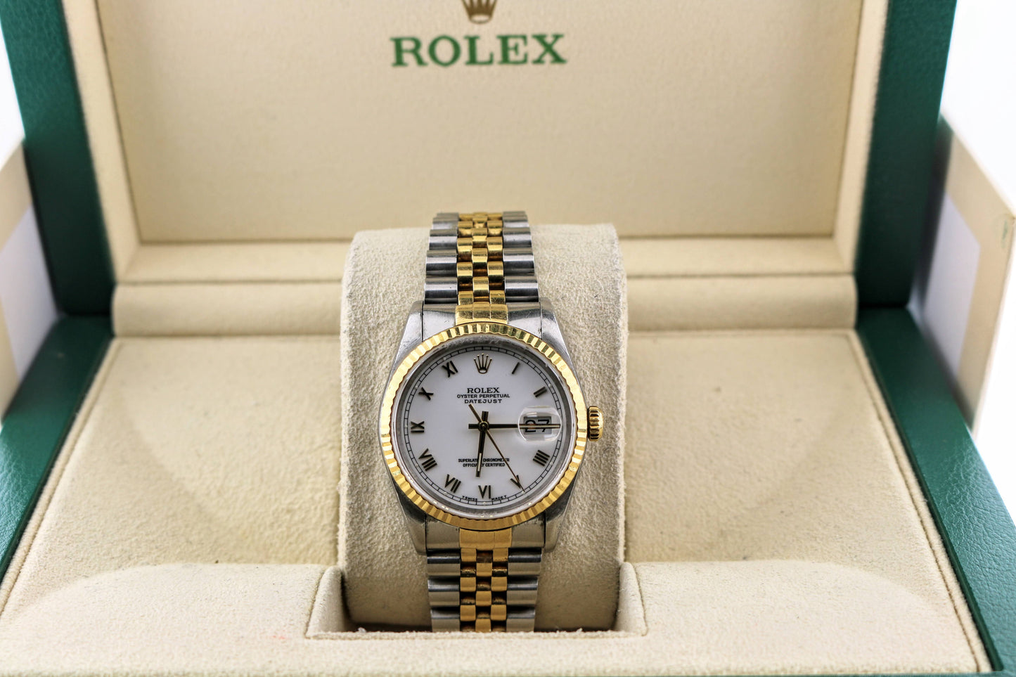1993 Rolex Datejust 16233 White Roman Dial TT Jubilee No Papers 36mm
