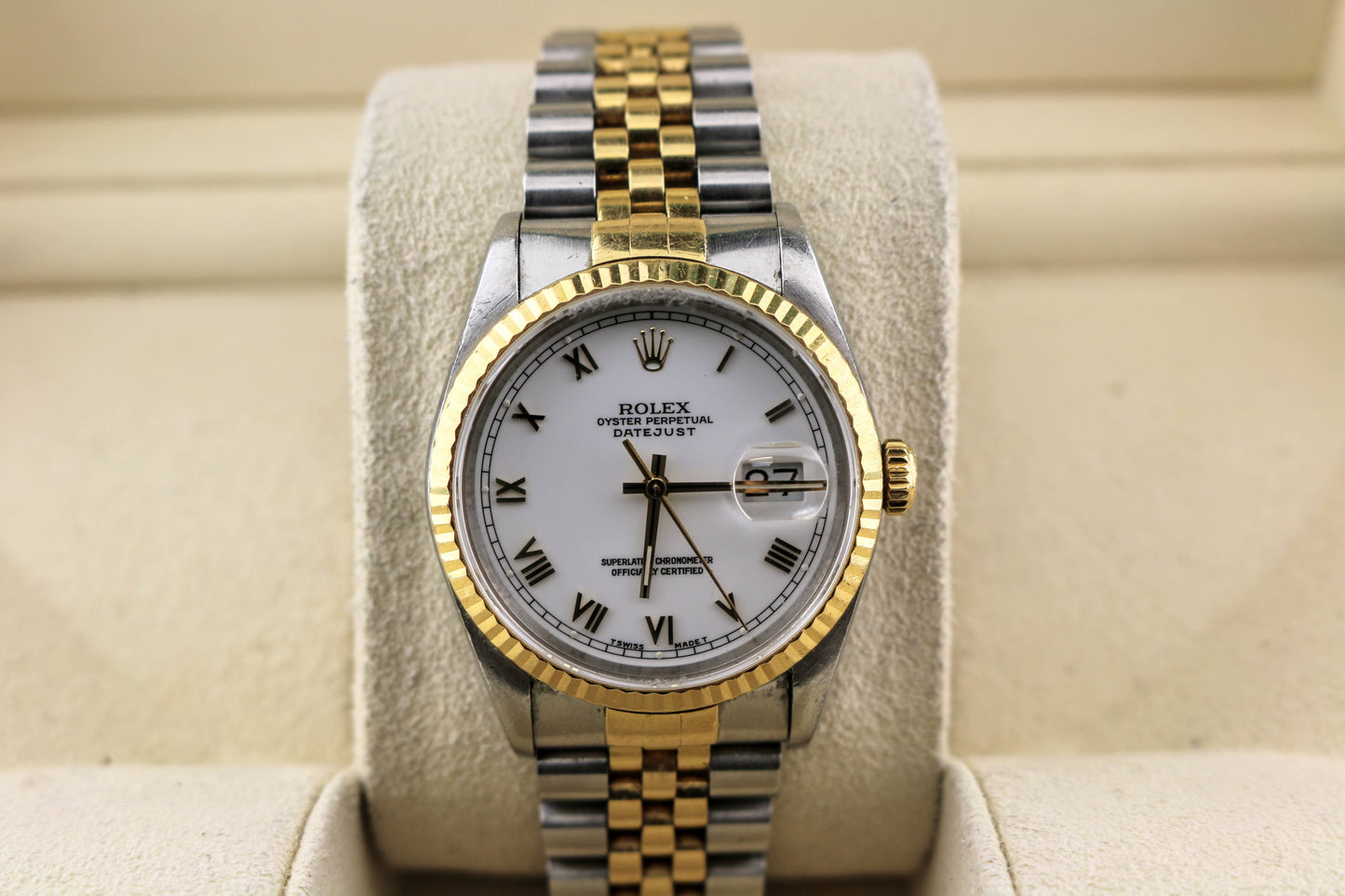 1993 Rolex Datejust 16233 White Roman Dial TT Jubilee No Papers 36mm