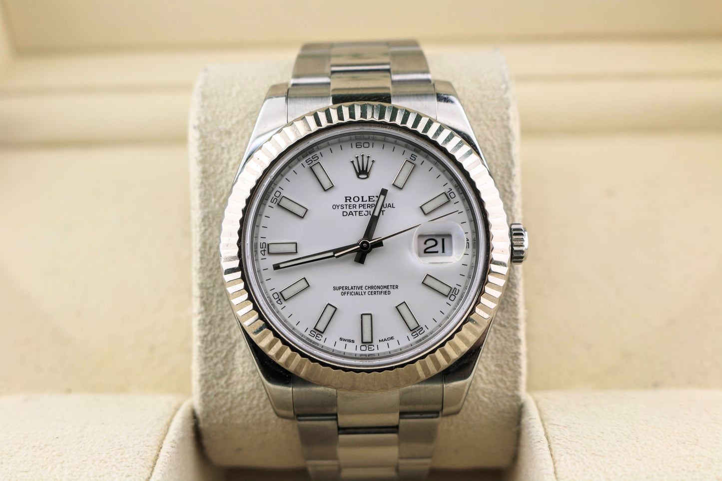 2014 Rolex Datejust 116334 White Stick Dial SS Oyster No Papers 41mm