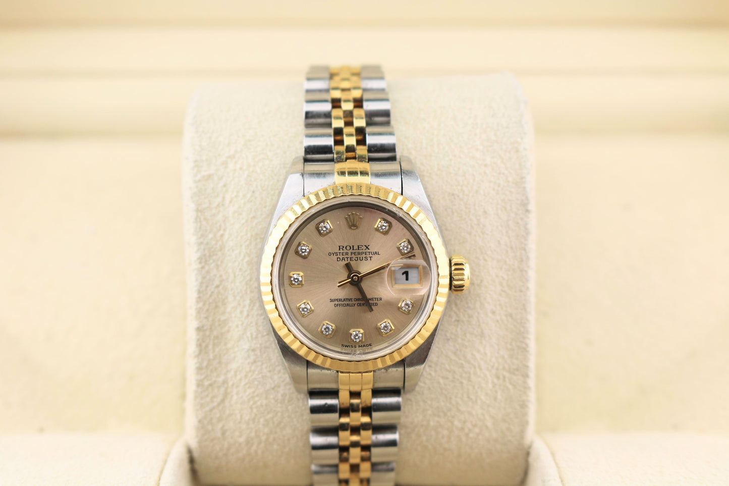 1990 Rolex Ladies Datejust 69173 Champagne/Silver Dial TT Jubilee No Papers 26mm