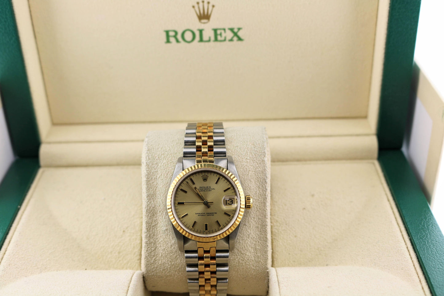 1984 Rolex Datejust Midsize 68273 Champagne Stick Dial TT Jubilee No Papers 31mm