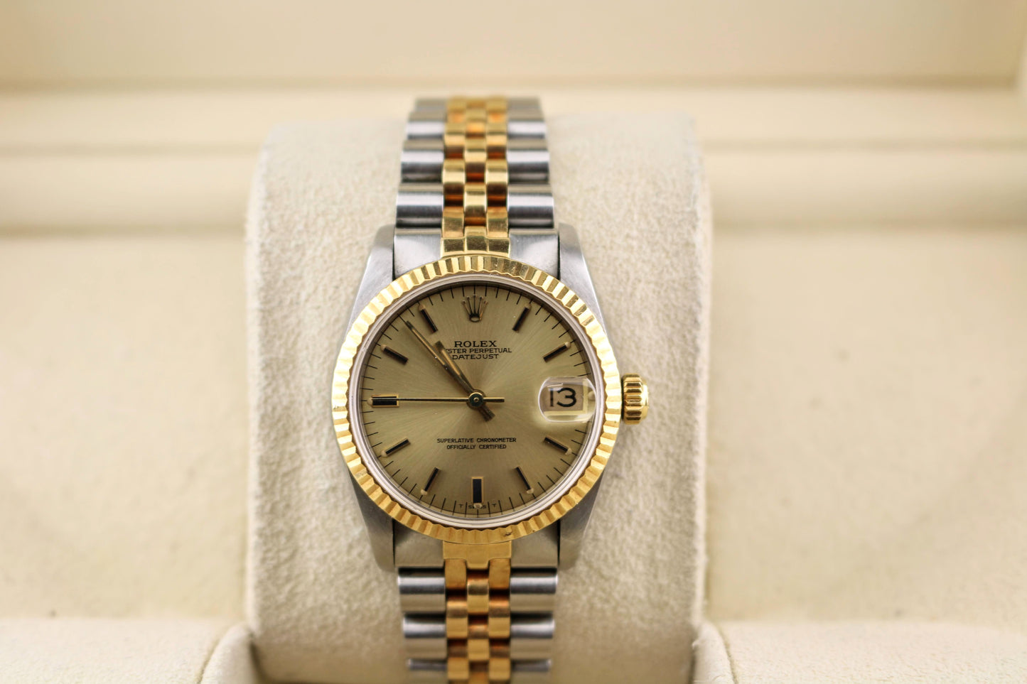 1984 Rolex Datejust Midsize 68273 Champagne Stick Dial TT Jubilee No Papers 31mm
