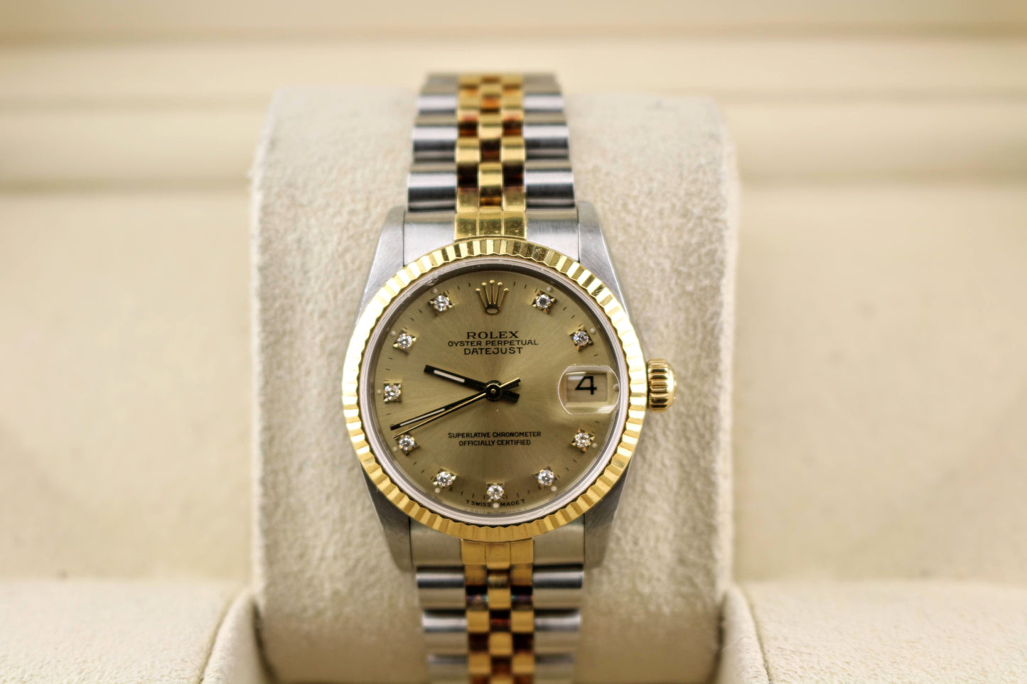 1989 Rolex Datejust Midsize 68273 Champagne Diamond Dial TT Jubilee 31mm