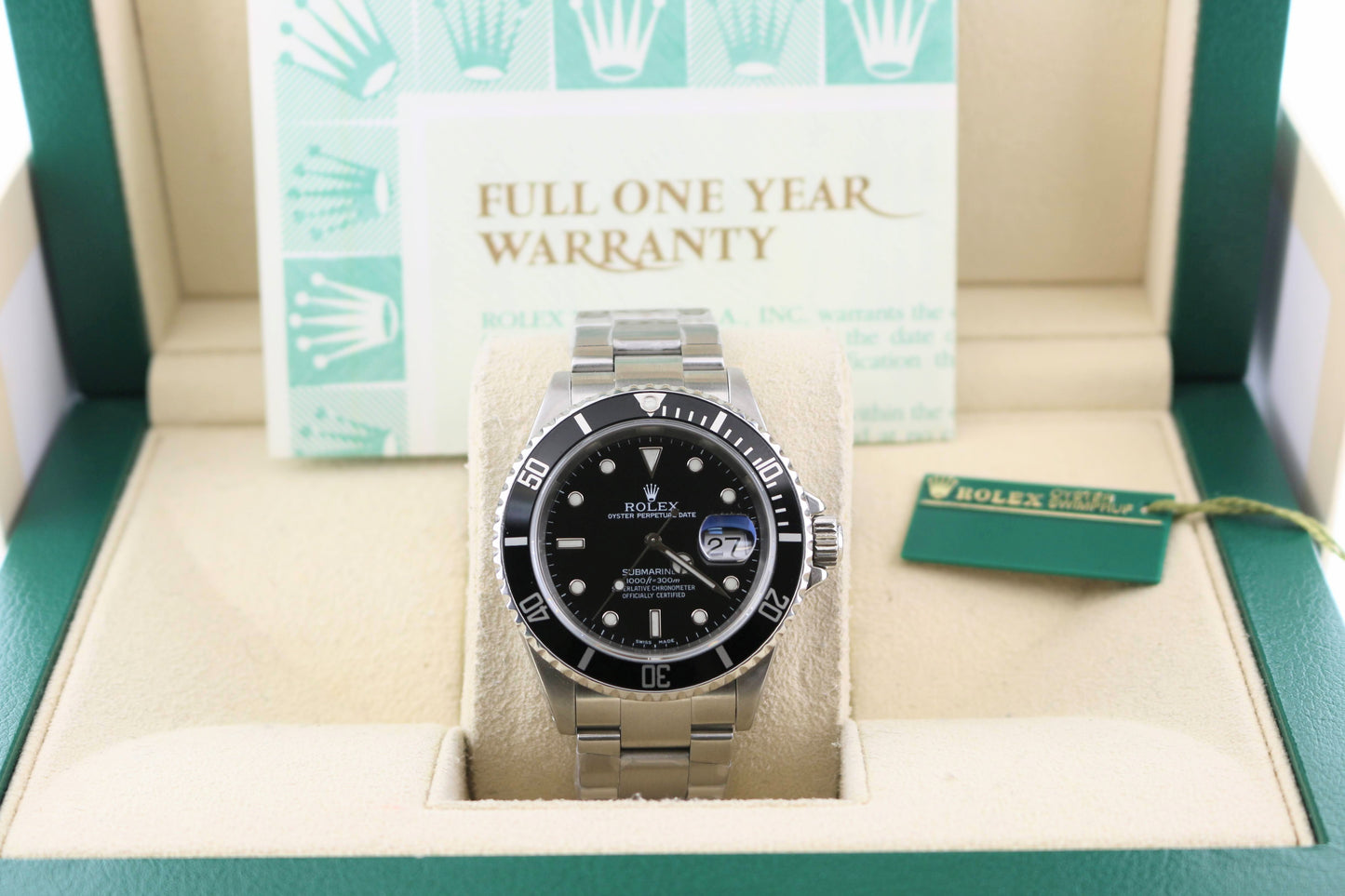 2001 Rolex Submariner Date 16610 Black Dial SS Oyster With Papers 40mm