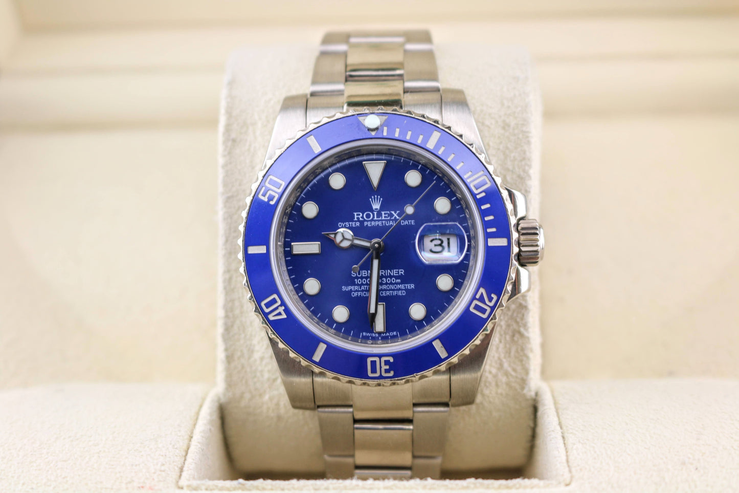 2009 Rolex Submariner 116619 Smurf 18kt WG Oyster No Papers 40mm