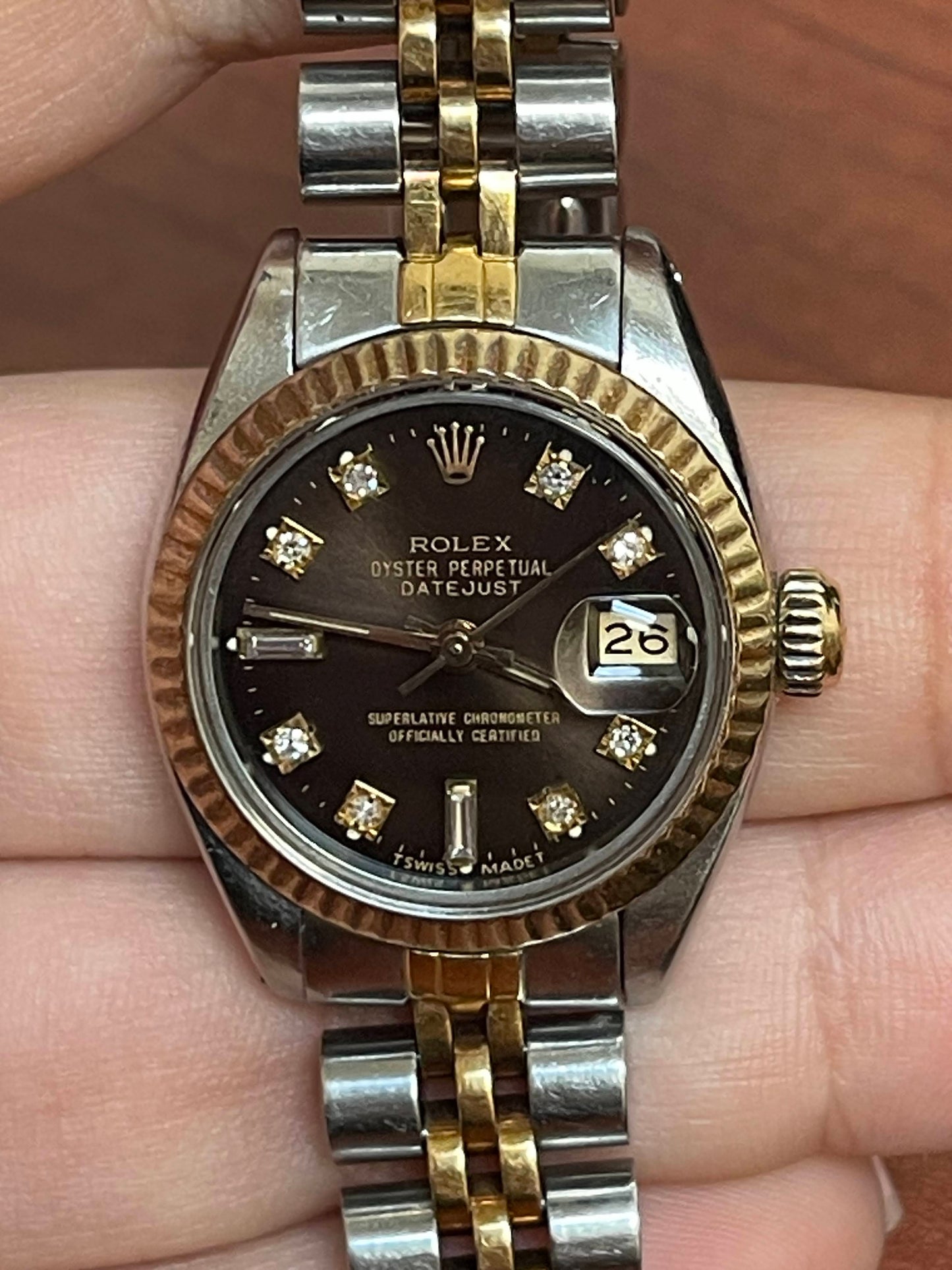 1983 Rolex Ladies Datejust 6917 Chocolate Diamond Dial TT Jubilee No Papers 26mm