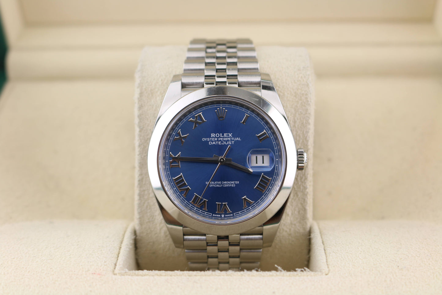 2021 Rolex Datejust 126300 Blue Roman SS Jubilee With Papers 41mm