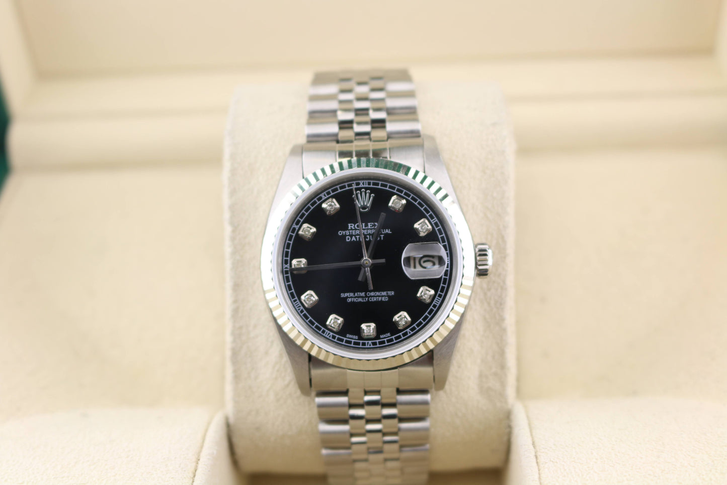 1982 Rolex Datejust 16014 Black Diamond Dial SS Jubilee No Papers 36mm