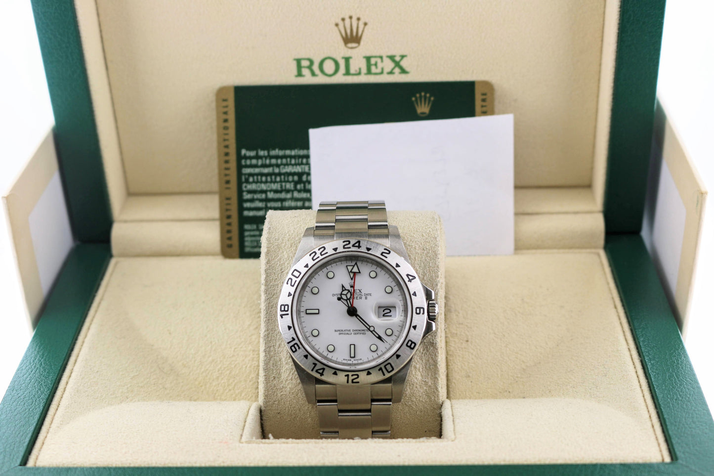 2011 Rolex Explorer II 16570 Polar Scrambled Serial White Dial W Papers 40mm
