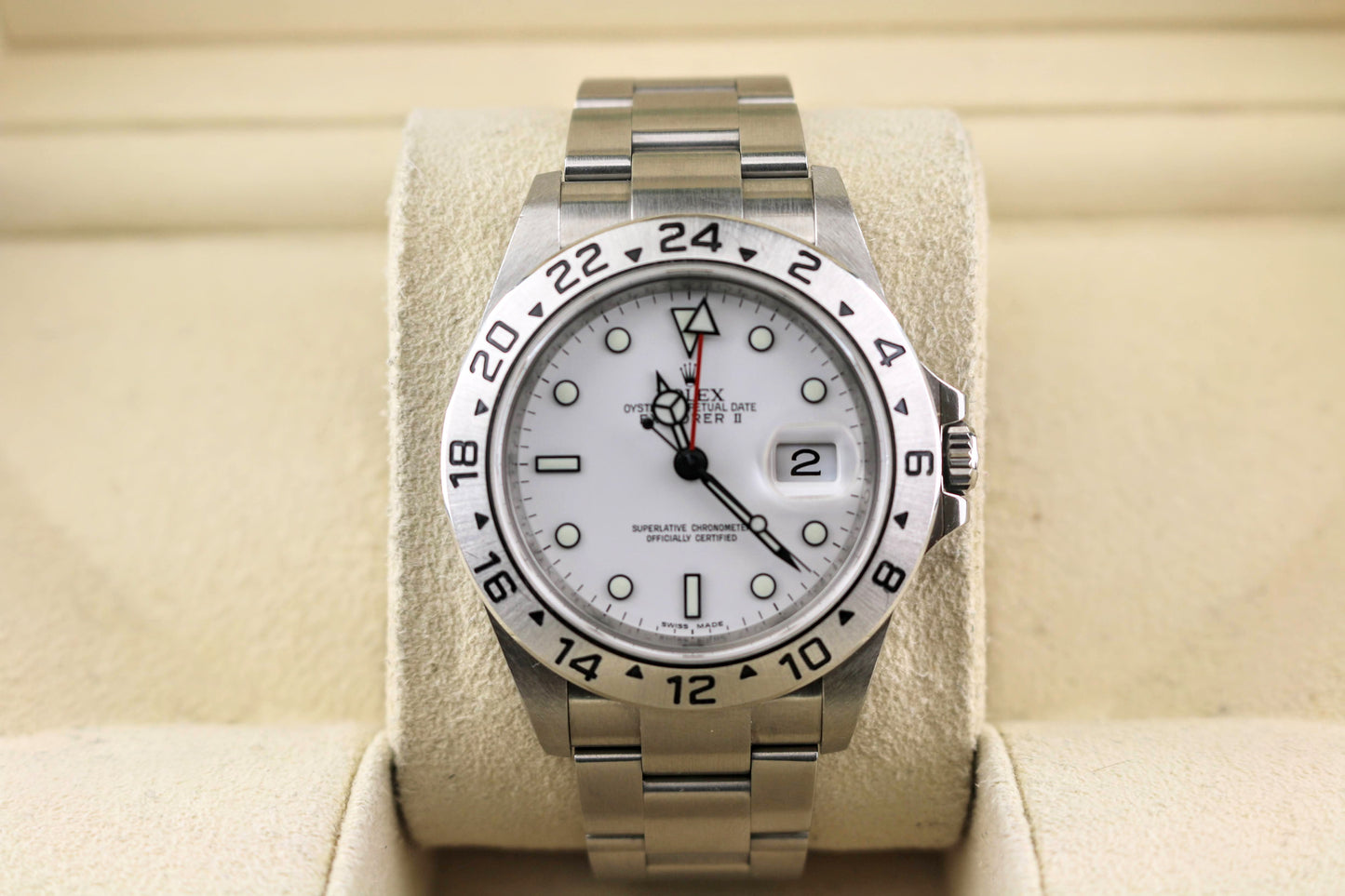 2011 Rolex Explorer II 16570 Polar Scrambled Serial White Dial W Papers 40mm