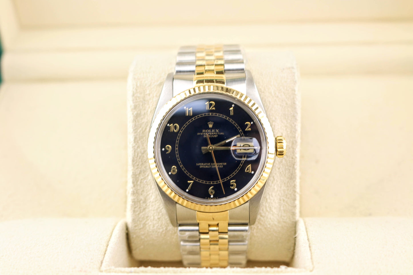 Rolex Datejust 16013 Black Boiler Gauge Dial TT Jubilee With Open Papers 36mm