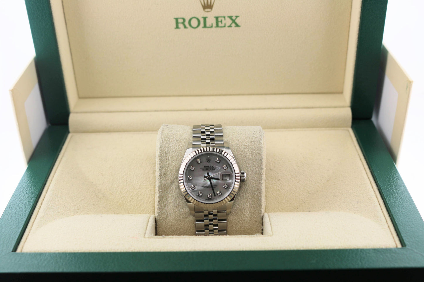 2022 Rolex Ladies Datejust 279174 White Mop Diamond Dial SS Jubilee 28mm
