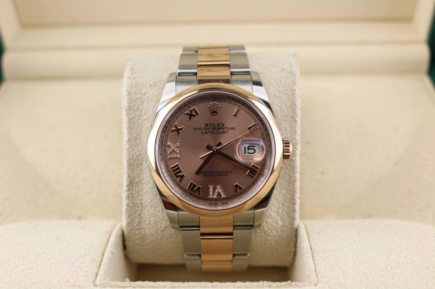 2022 Rolex Datejust 126201 Rose Roman VI Diamond Dial RG TT Oyster No Paper 36mm