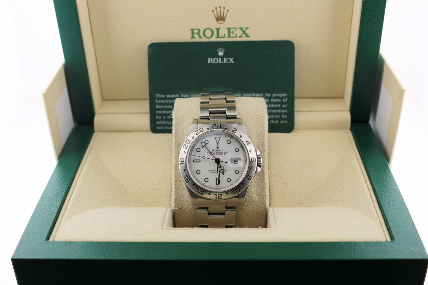 1991 Rolex Explorer II 16570 White Dial SS Oyster 2010 RSC Card 40mm
