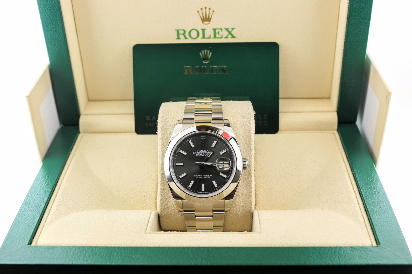 2022 Rolex Datejust 126300 Gray Stick Dial SS Oyster With Papers 41mm
