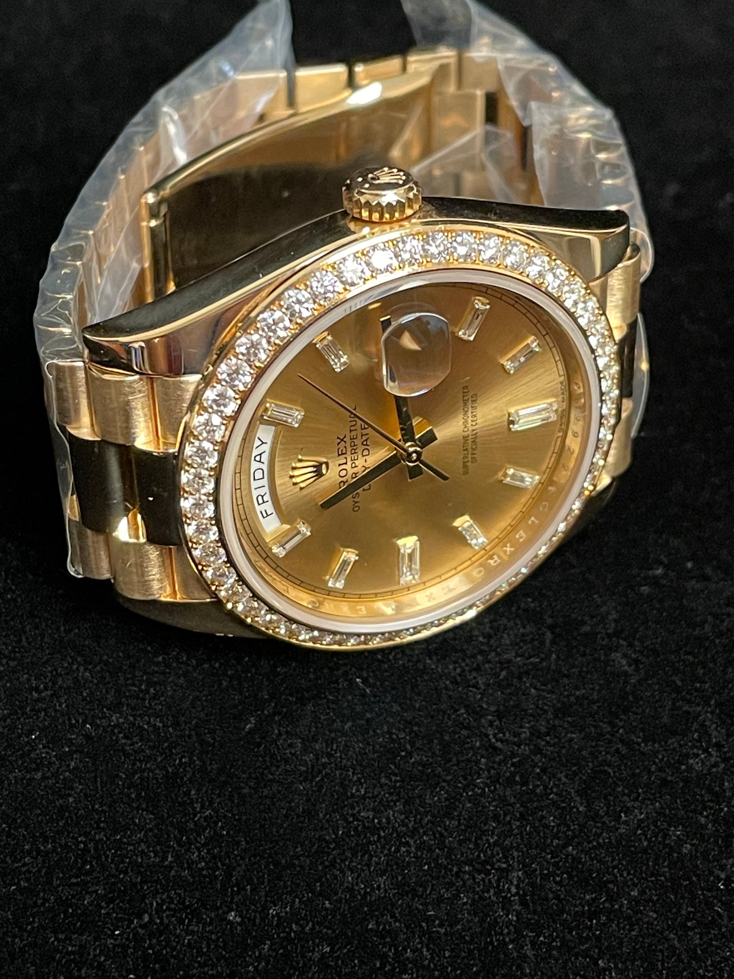 2017 Rolex Day-Date 228348RBR Baguette Diam Bezel 18kt President W/ Papers 40mm
