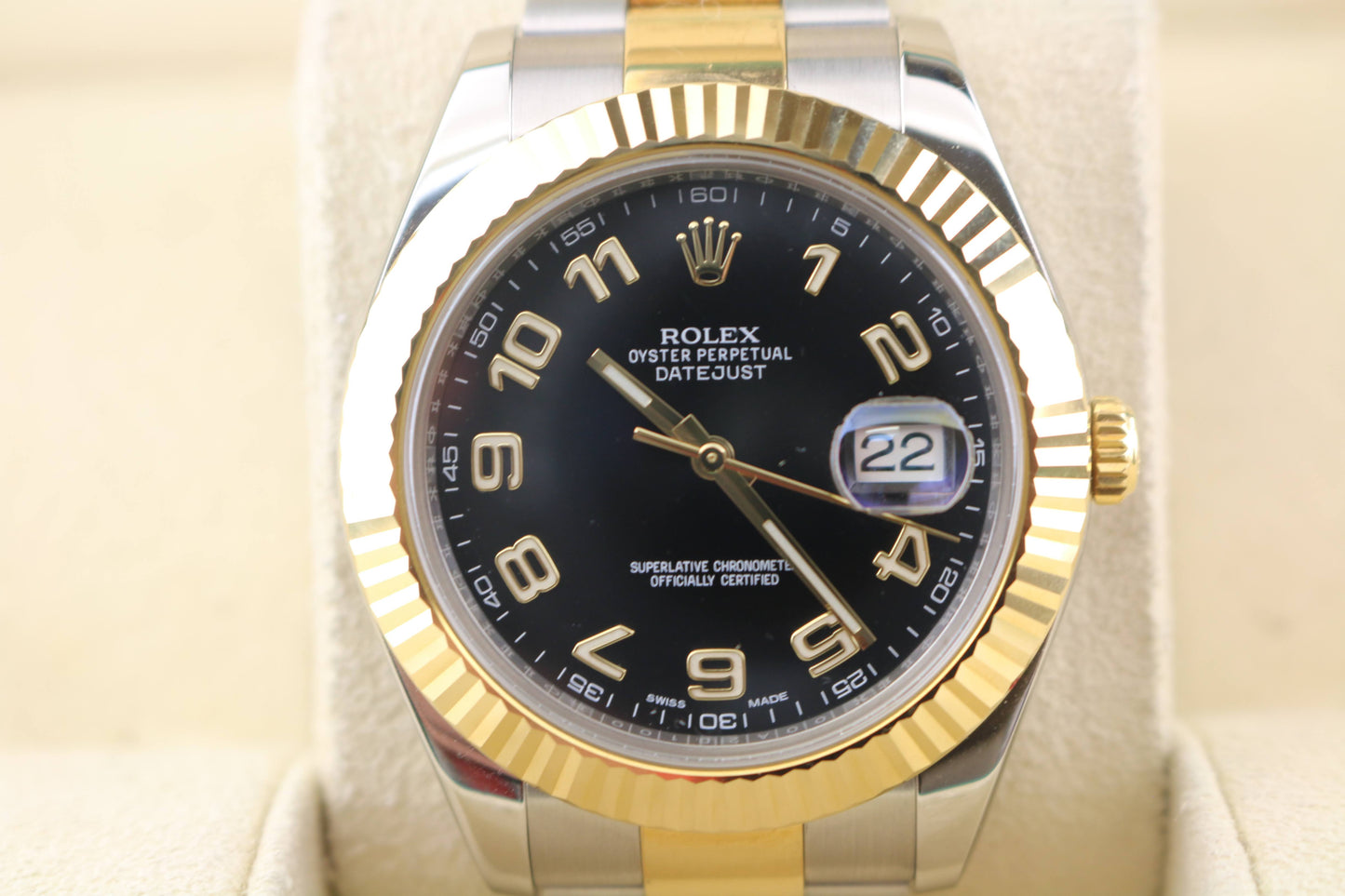 2015 Rolex Datejust 116333 Black Arabic Dial TT Oyster With Papers 41mm