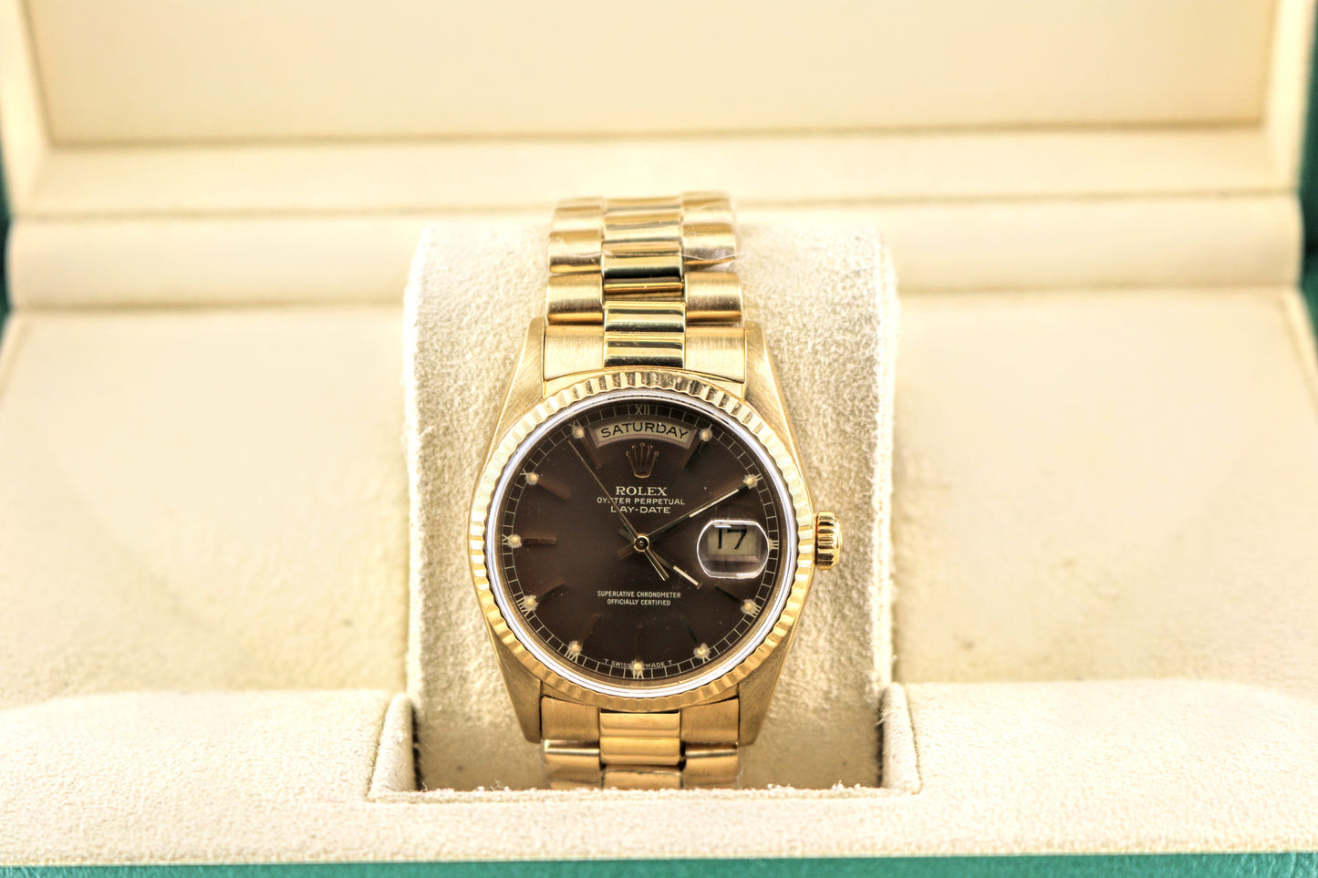 1989 Rolex Day-Date 18238 Tobacco Dial 18kt President No Papers 36mm