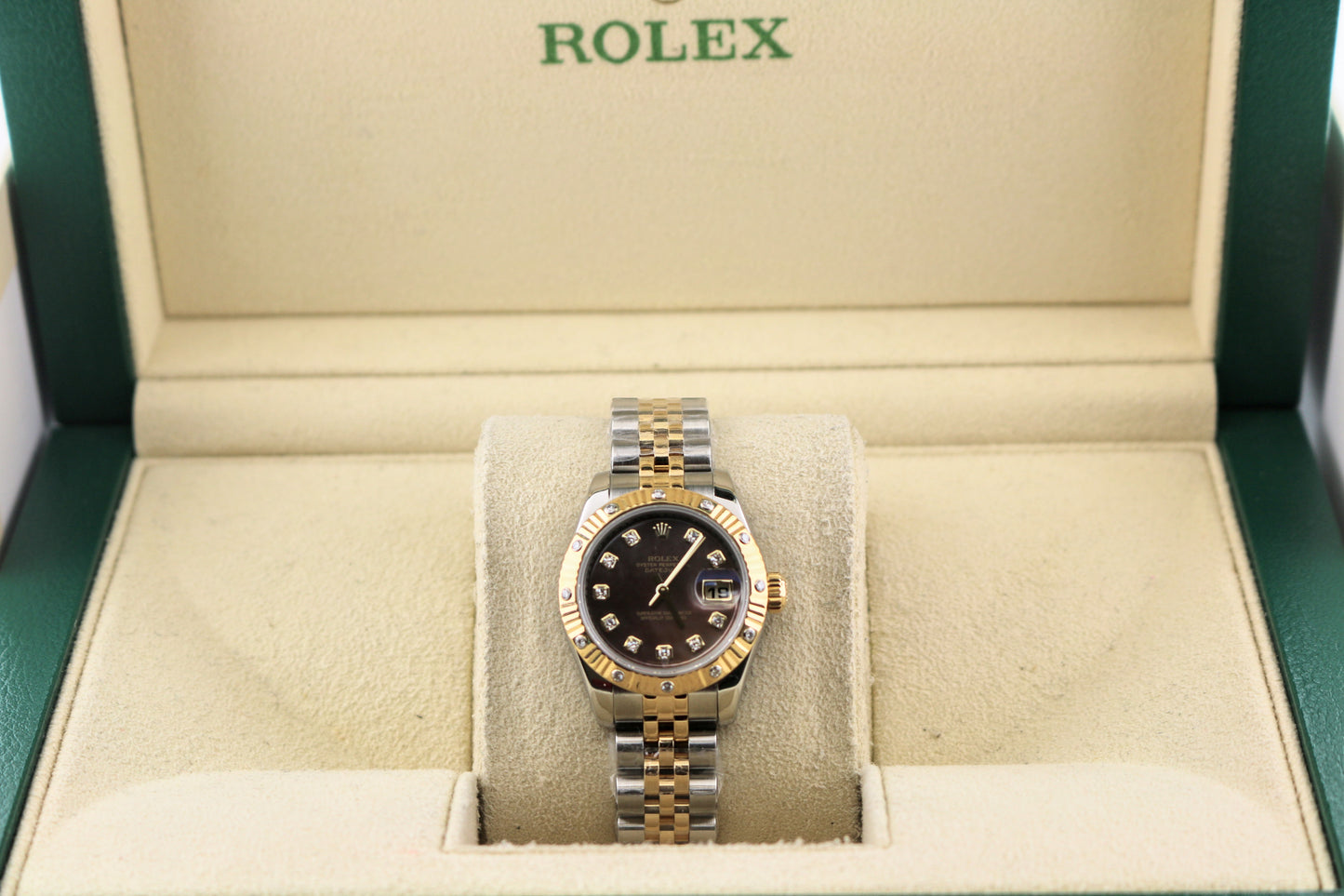 2008 Rolex Ladies Datejust 179313 Tahitian MOP Diamond DIal TT Jubilee 26mm