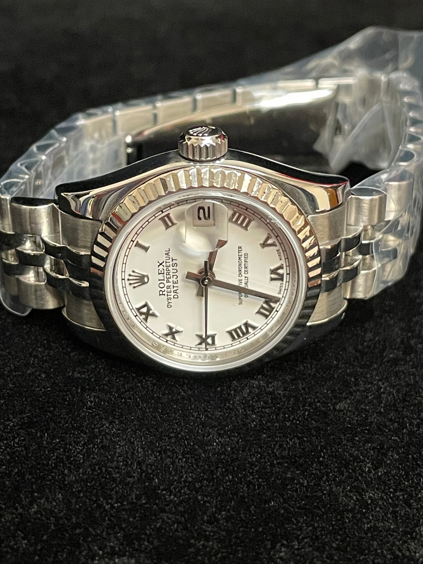 2009 Rolex Ladies Datejust 179174 White Roman SS Jubilee With Papers 26mm