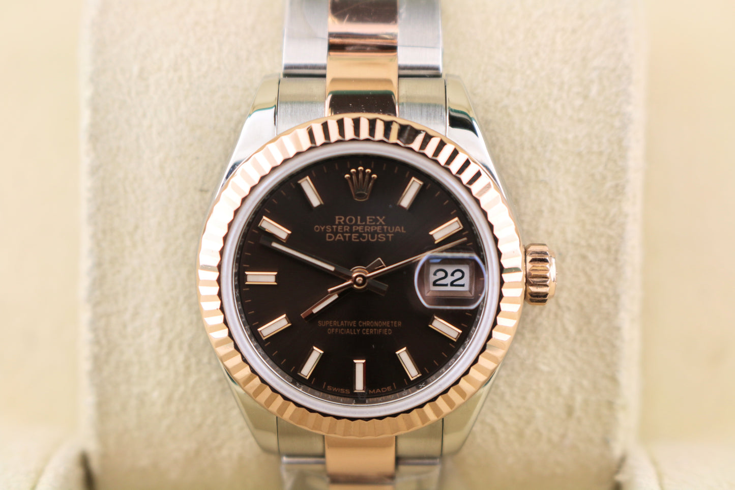 2019 Rolex Ladies Datejust 279171 Chocolate TT RG Oyster No Papers 28mm