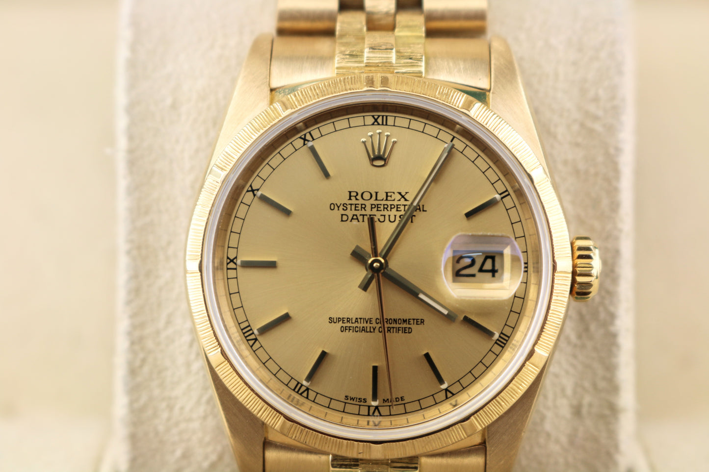 1994 Rolex Datejust 16248 Bark Champagne Dial 18k Jubilee No Papers 36mm
