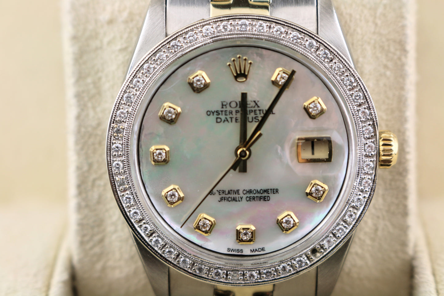 1969 Rolex Datejust 1625 MOP Diamond Dial TT Jubilee No Papers 36mm