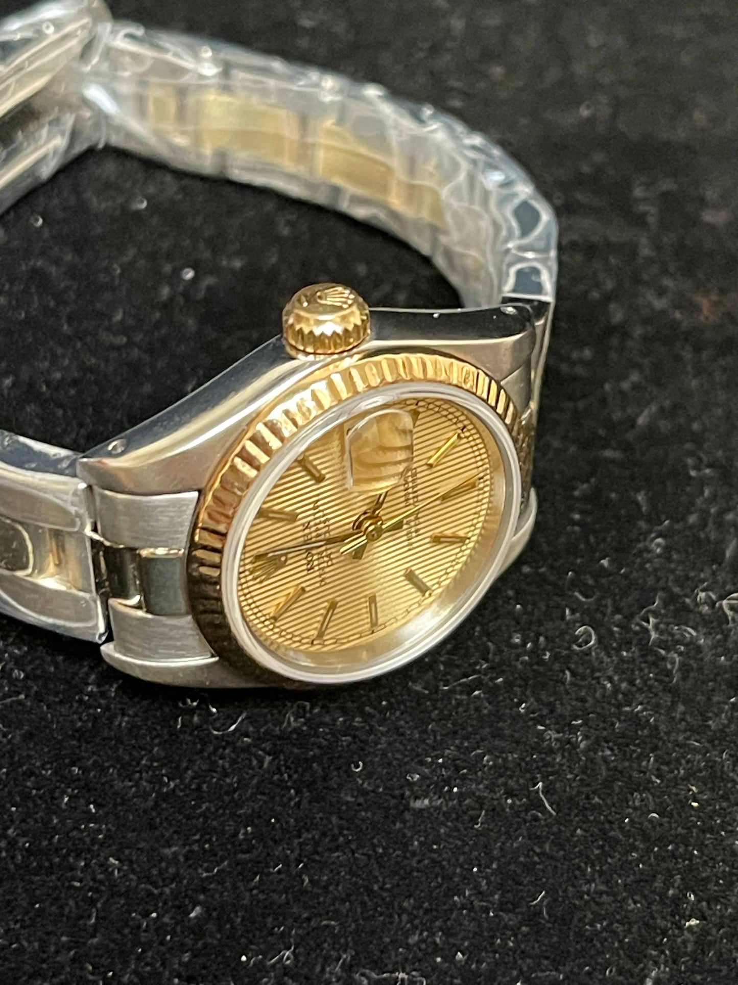 1986 Rolex Ladies Datejust 69173 Champagne Linen Dial TT Oyster No Papers 26mm