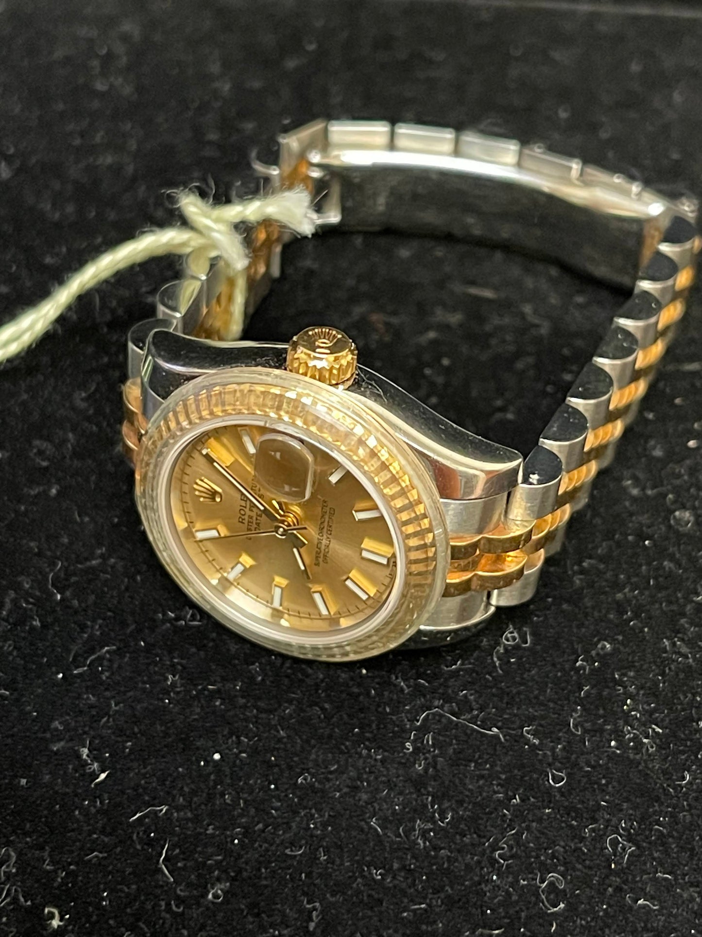 Rolex Ladies Datejust 179173 Champagne Stick Dial TT Jubilee W/Open Papers 26mm