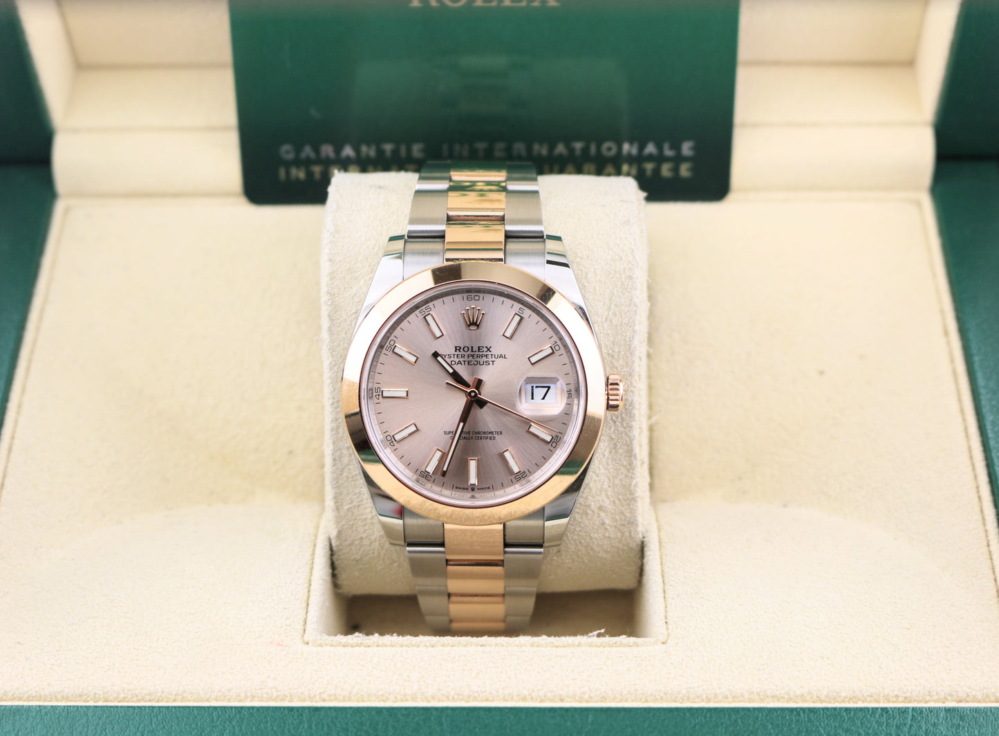 2022 Rolex Datejust 126301 Sundust Dial TT Rose Gold Oyster With Papers 41mm