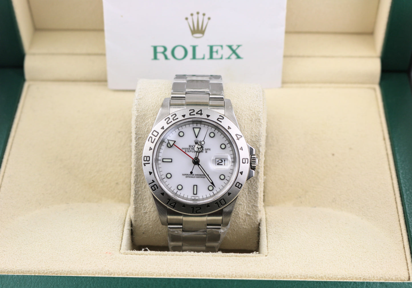 Rolex Explorer II 16570 SEL White Polar Dial SS Oyster With Papers 40mm