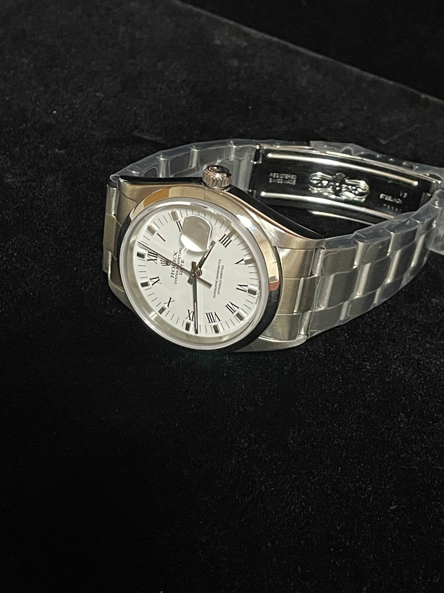 1996 Rolex Date 15200 White Roman Dial SS Oyster No Holes Case No Papers 34mm