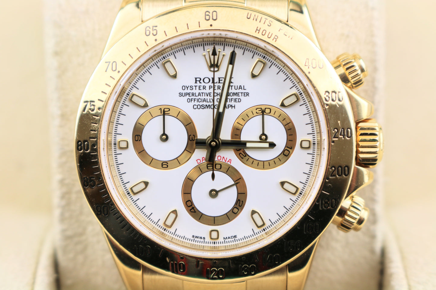 2002 Rolex Daytona 116528 White Dial 18kt Yellow Gold Oyster No Papers 40mm