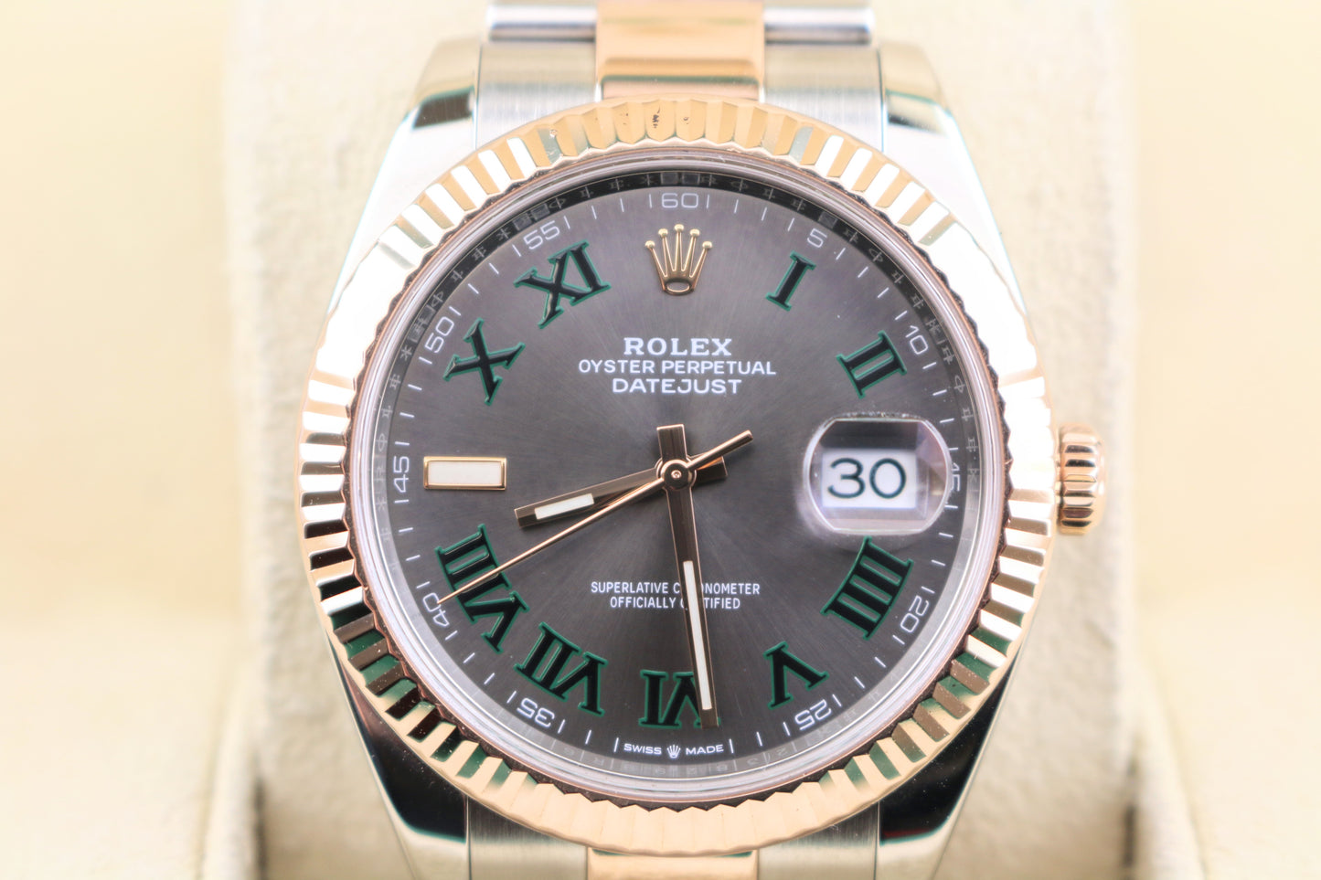 2020 Rolex Datejust 126331 Wimbledon Rose Dial TT Rose Gold With Papers 41mm