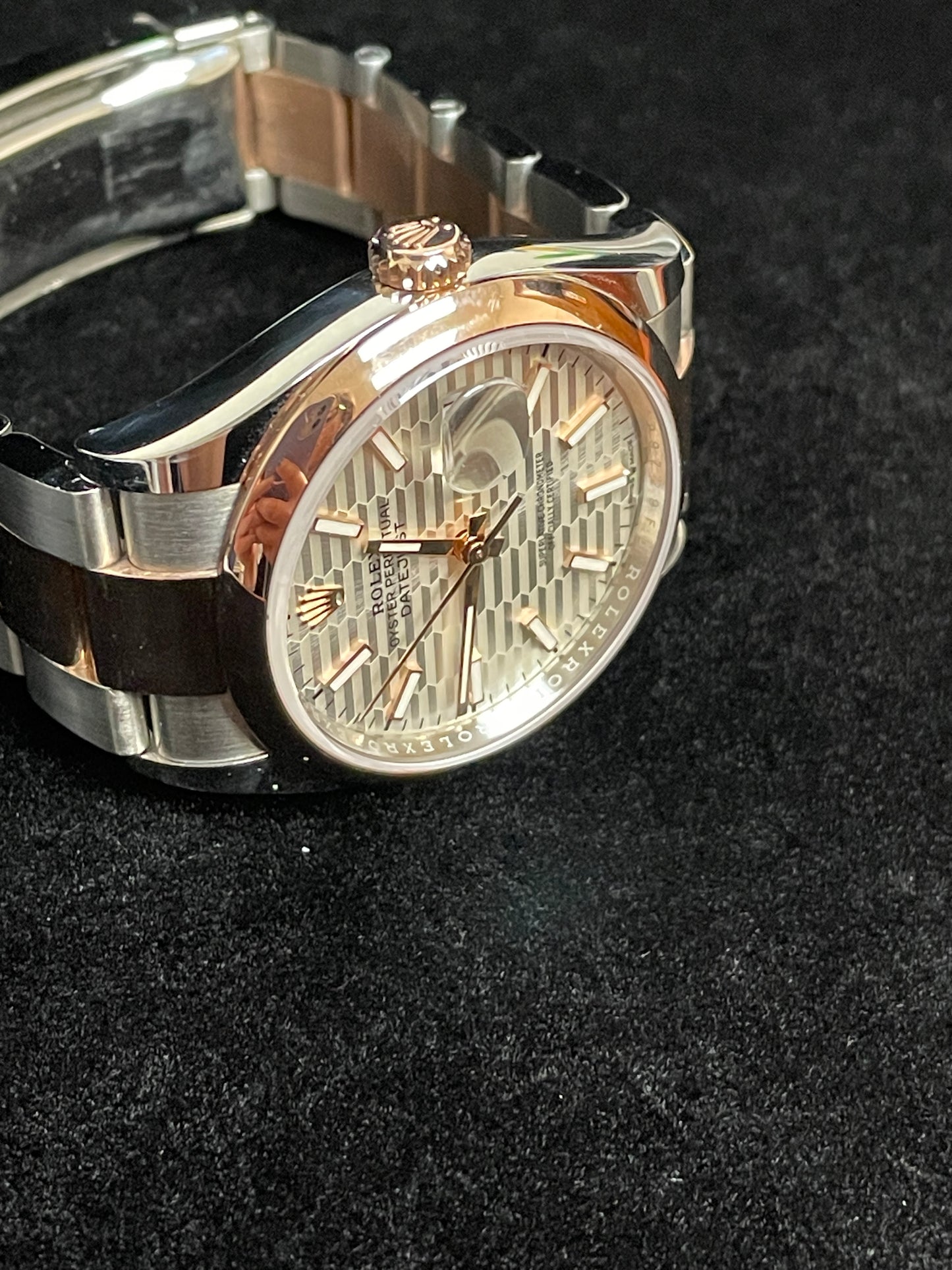2023 Rolex Datejust 126201 Silver Motif Dial TT 18kt Oyster Rose W Papers 36mm