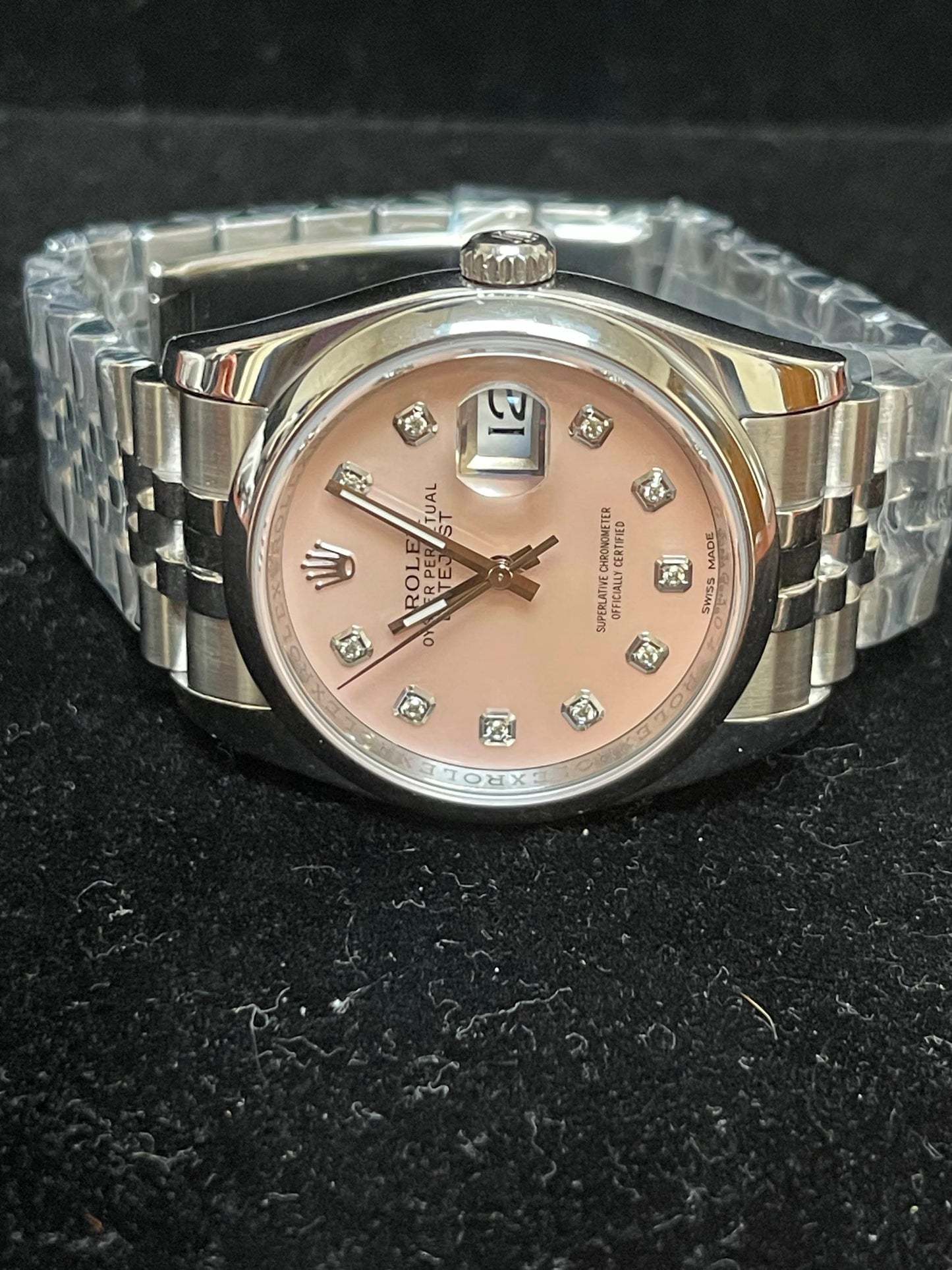 2010 Rolex Datejust 116200 Pink Mop Diamond Dial SS Jubilee No Papers 36mm