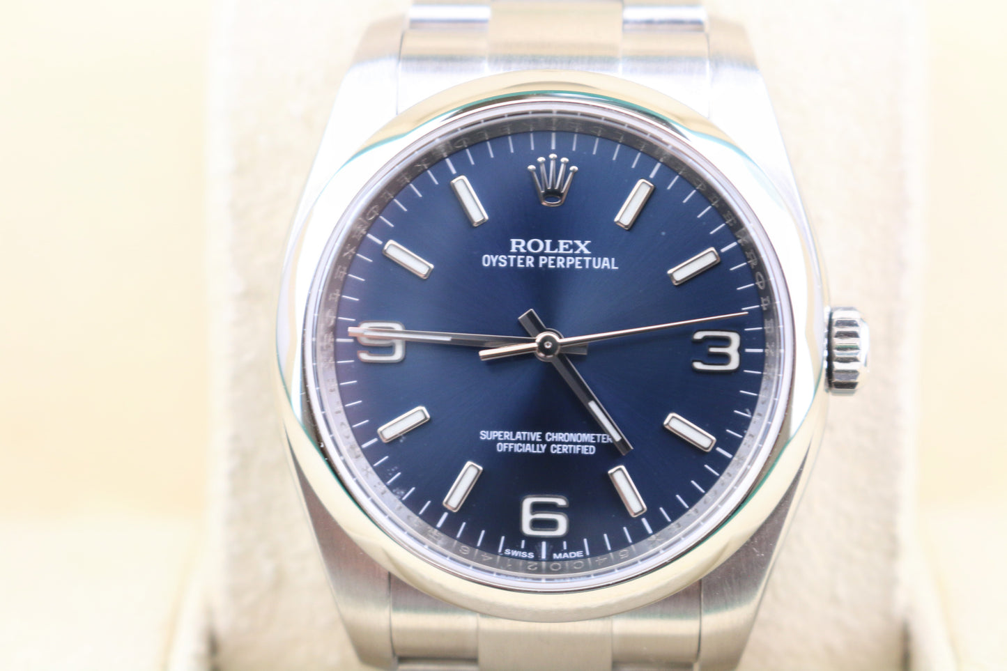 2013 Rolex Oyster Perpetual 116000 Blue Dial SS Oyster With Papers 36mm