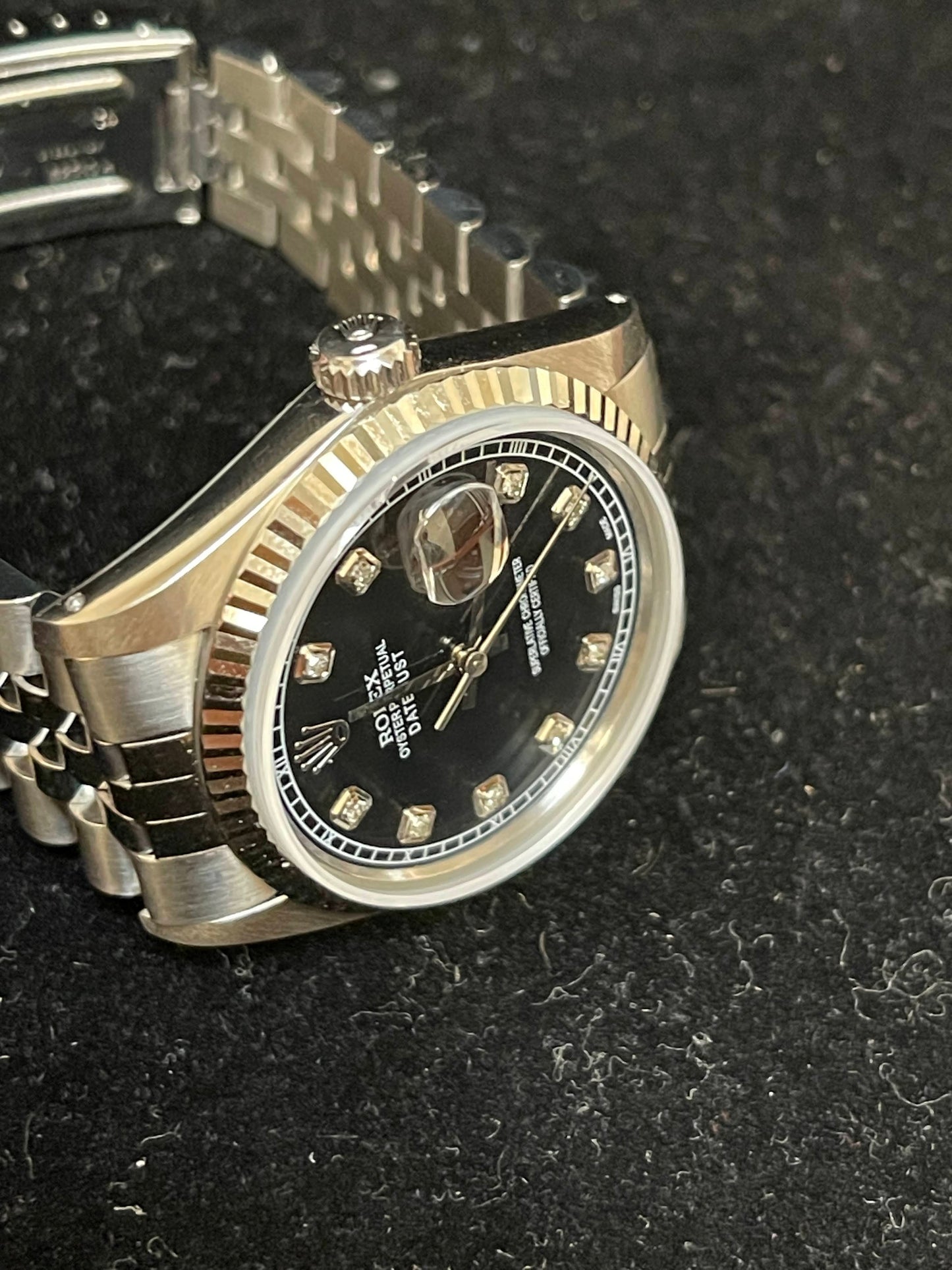 1982 Rolex Datejust 16014 Black Diamond Dial SS Jubilee No Papers 36mm