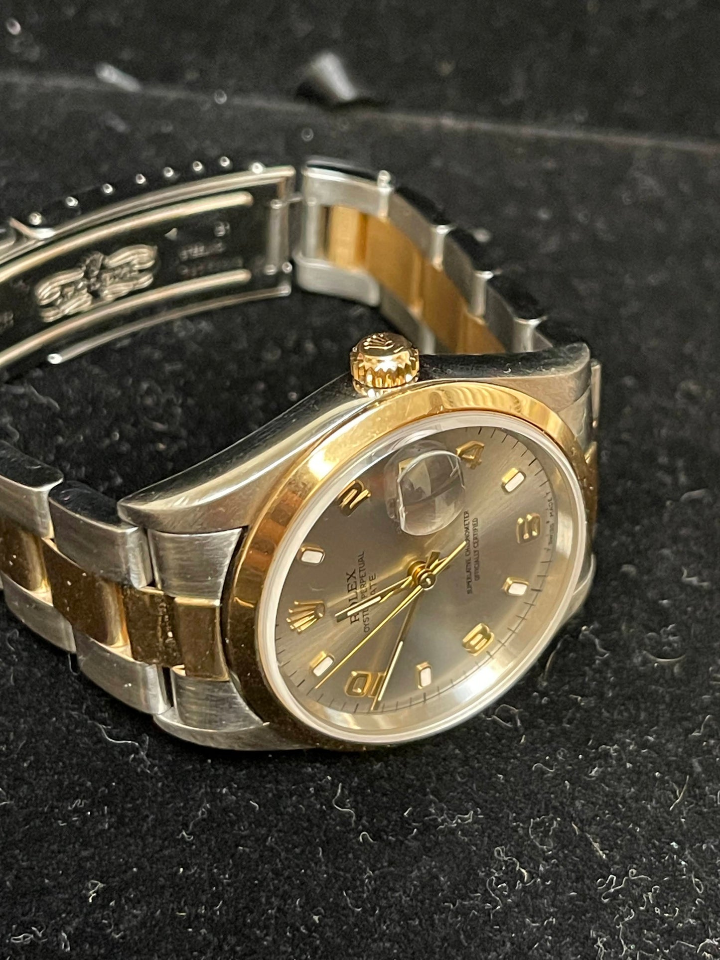 1996 Rolex Date 15203 Silver Arabic TT Oyster No Papers 34mm