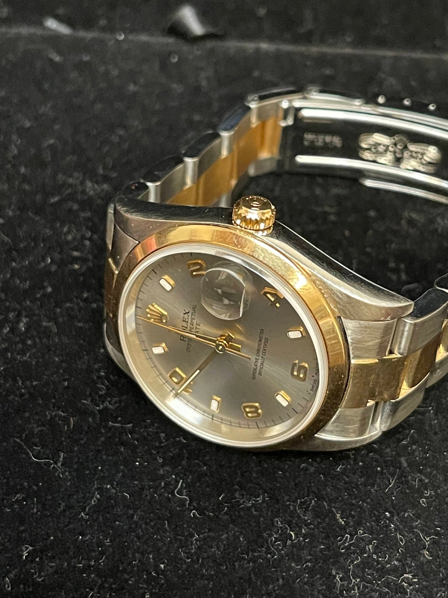 1996 Rolex Date 15203 Silver Arabic TT Oyster No Papers 34mm