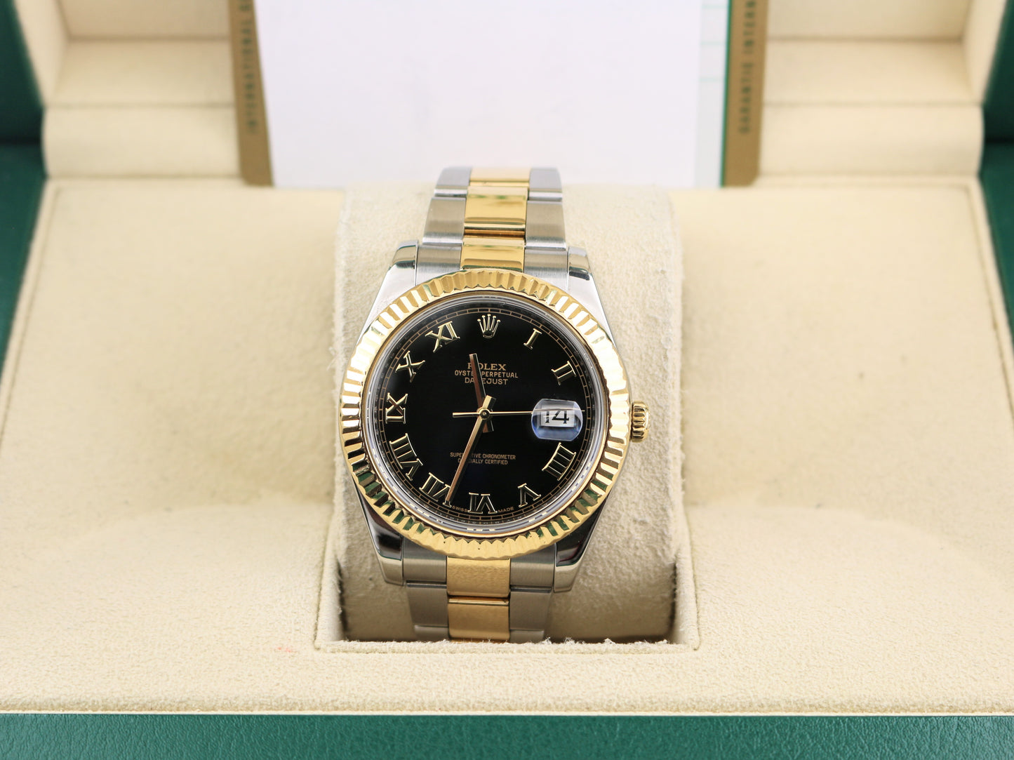 2016 Rolex Datejust 116333 Black Roman Dial TT Oyster With Papers 41mm