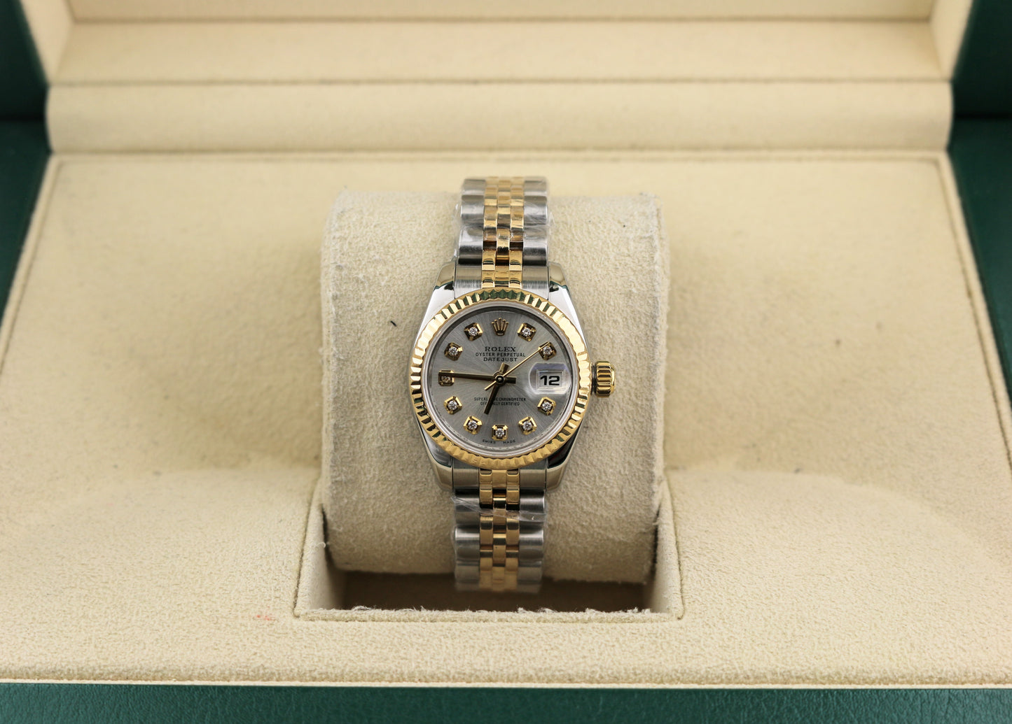 2010 Rolex Ladies Datejust 179173 Silver Diamond Dial TT Jubilee No Papers 26mm