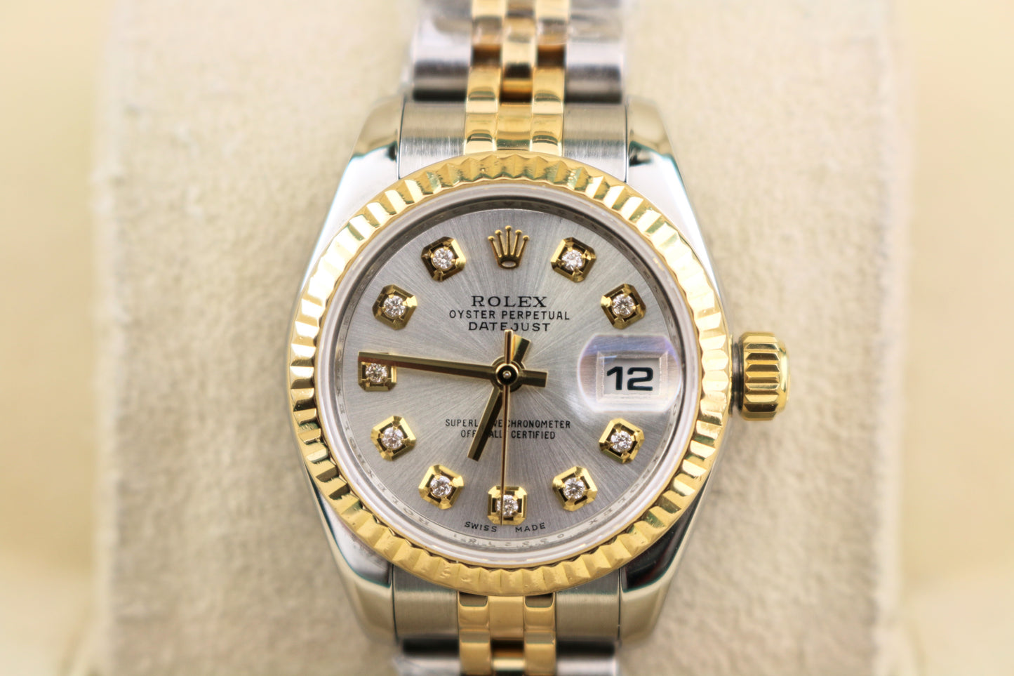 2010 Rolex Ladies Datejust 179173 Silver Diamond Dial TT Jubilee No Papers 26mm