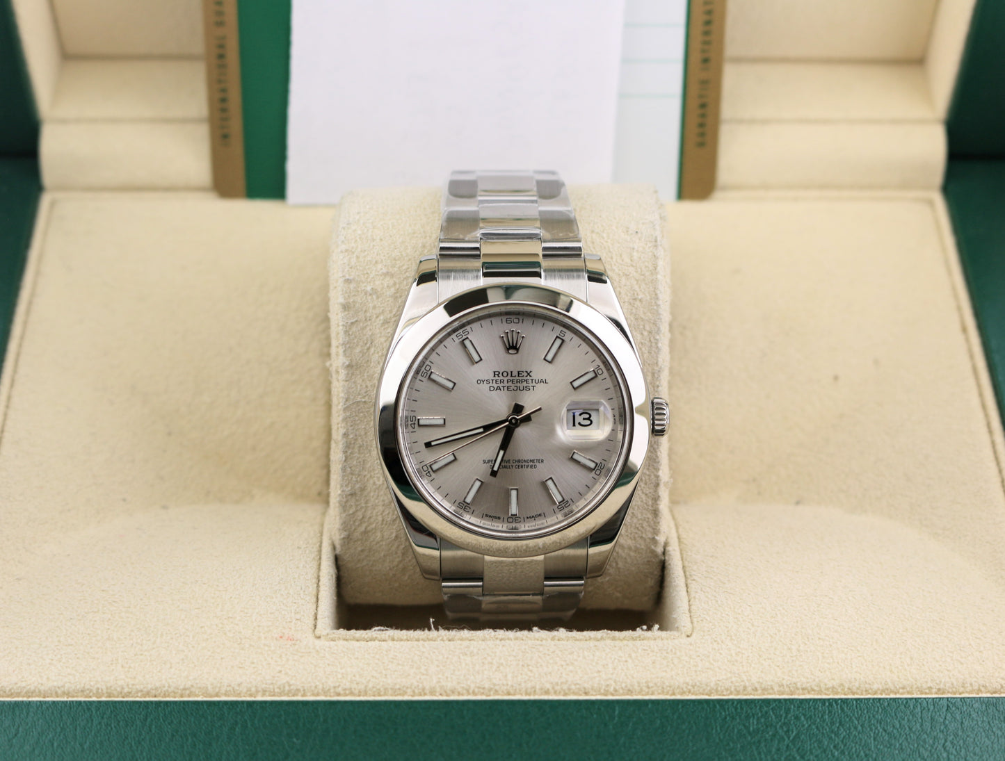 2017 Rolex Mens Datejust 126300 Silver Dial SS Oyster With Papers 41mm