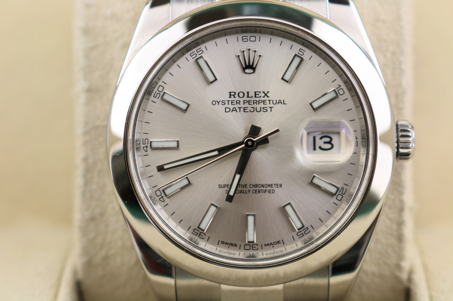 2017 Rolex Mens Datejust 126300 Silver Dial SS Oyster With Papers 41mm