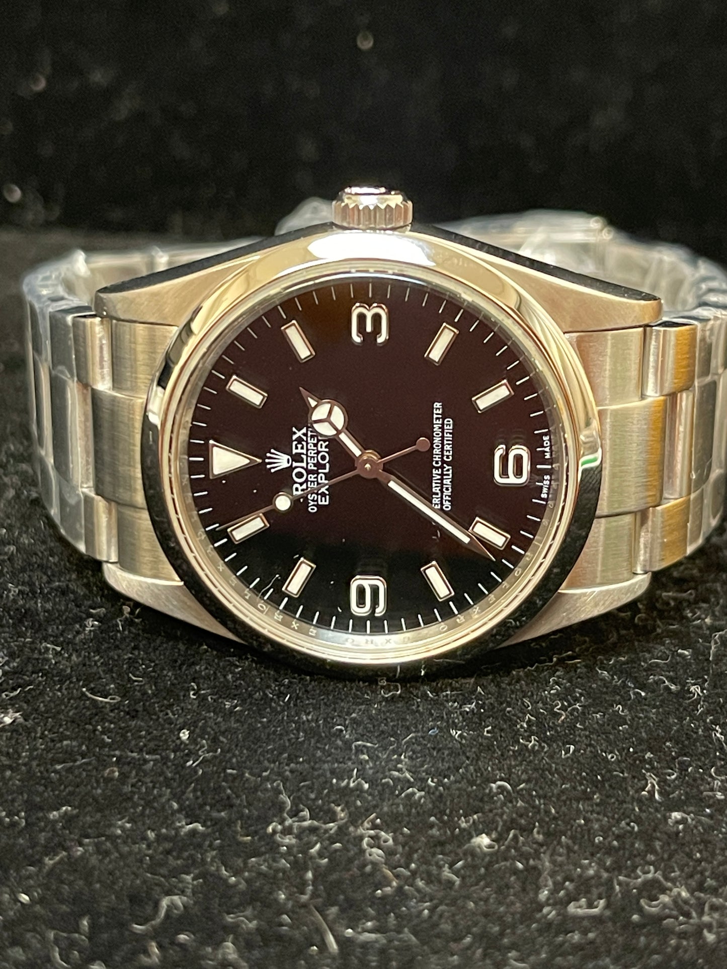 2008 Rolex Explorer 114270 Engraved Rehault Black Dial SS Oyster No Papers 36mm