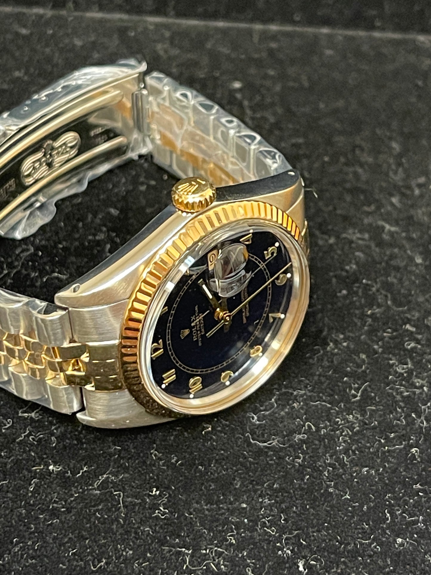 Rolex Datejust 16013 Black Boiler Gauge Dial TT Jubilee With Open Papers 36mm