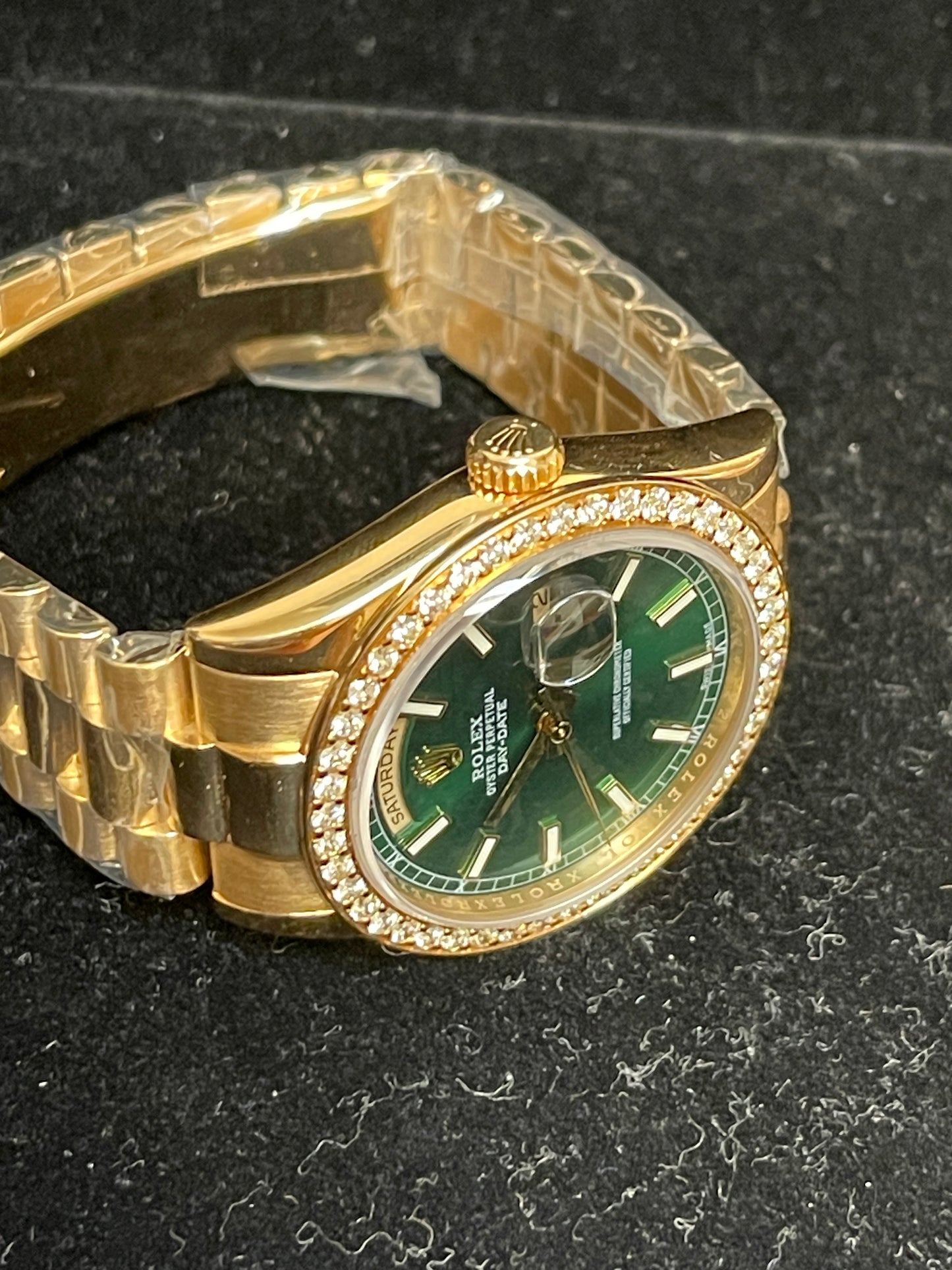 2018 Rolex Day-Date 118208 Green Dial + Diamond Bezel President No Papers 36mm